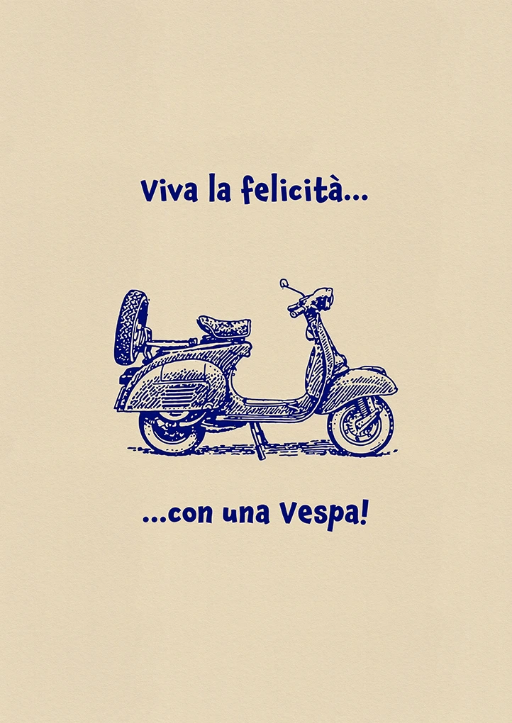 Vespa Happiness — Retro art print by Dakota 80