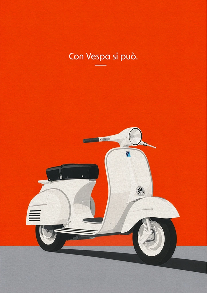 Vespa Minimal — Retro art print by Dakota 80