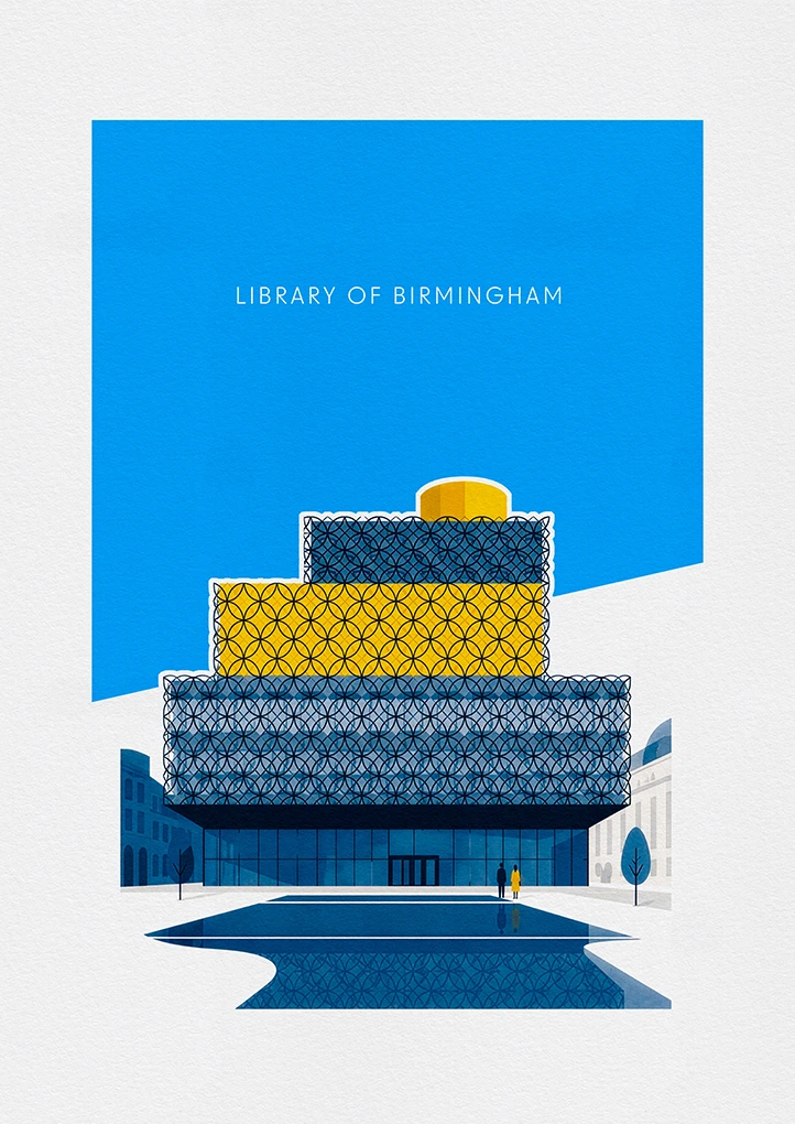 Library of Birmingham — Minimalist art print by Dakota 80